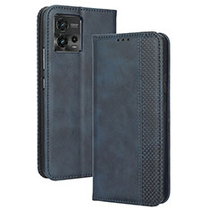 Custodia Portafoglio In Pelle Cover con Supporto BY4 per Motorola Moto G72 Blu