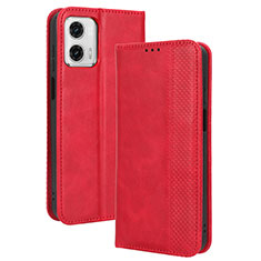 Custodia Portafoglio In Pelle Cover con Supporto BY4 per Motorola Moto G73 5G Rosso