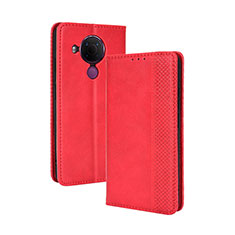 Custodia Portafoglio In Pelle Cover con Supporto BY4 per Nokia 5.4 Rosso