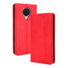 Custodia Portafoglio In Pelle Cover con Supporto BY4 per Nokia 6.3 Rosso