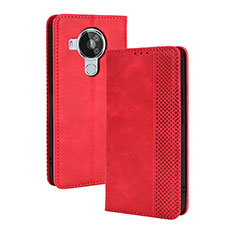 Custodia Portafoglio In Pelle Cover con Supporto BY4 per Nokia 7.3 Rosso