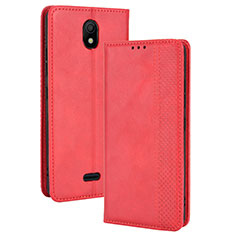 Custodia Portafoglio In Pelle Cover con Supporto BY4 per Nokia C100 Rosso