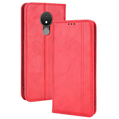 Custodia Portafoglio In Pelle Cover con Supporto BY4 per Nokia C21 Rosso