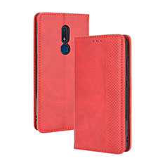Custodia Portafoglio In Pelle Cover con Supporto BY4 per Nokia C3 Rosso