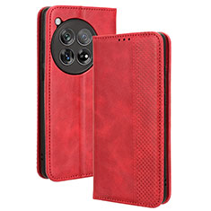 Custodia Portafoglio In Pelle Cover con Supporto BY4 per OnePlus 12R 5G Rosso