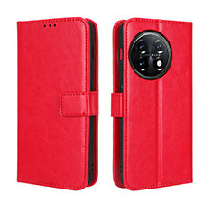 Custodia Portafoglio In Pelle Cover con Supporto BY4 per OnePlus Ace 2 Pro 5G Rosso