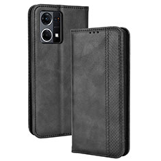 Custodia Portafoglio In Pelle Cover con Supporto BY4 per Oppo Reno7 4G Nero