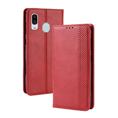 Custodia Portafoglio In Pelle Cover con Supporto BY4 per Samsung Galaxy A20 Rosso