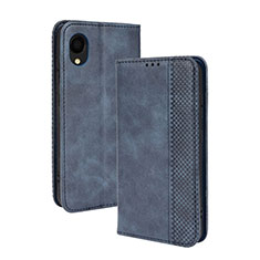Custodia Portafoglio In Pelle Cover con Supporto BY4 per Samsung Galaxy A22 5G SC-56B Blu