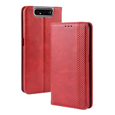 Custodia Portafoglio In Pelle Cover con Supporto BY4 per Samsung Galaxy A80 Rosso