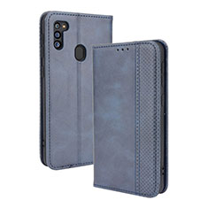 Custodia Portafoglio In Pelle Cover con Supporto BY4 per Samsung Galaxy M21 (2021) Blu