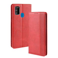Custodia Portafoglio In Pelle Cover con Supporto BY4 per Samsung Galaxy M21 Rosso
