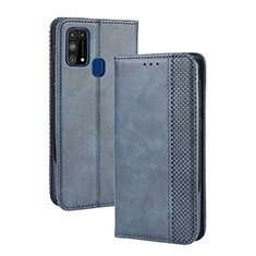 Custodia Portafoglio In Pelle Cover con Supporto BY4 per Samsung Galaxy M21s Blu