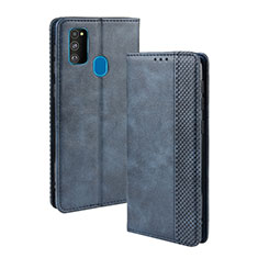 Custodia Portafoglio In Pelle Cover con Supporto BY4 per Samsung Galaxy M30s Blu