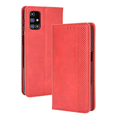 Custodia Portafoglio In Pelle Cover con Supporto BY4 per Samsung Galaxy M31s Rosso