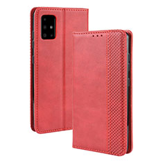 Custodia Portafoglio In Pelle Cover con Supporto BY4 per Samsung Galaxy M51 Rosso