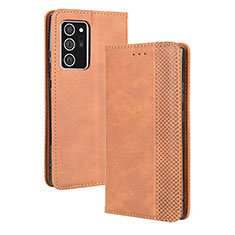 Custodia Portafoglio In Pelle Cover con Supporto BY4 per Samsung Galaxy Note 20 5G Marrone