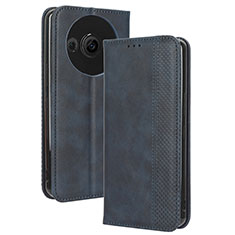 Custodia Portafoglio In Pelle Cover con Supporto BY4 per Sharp Aquos R8s Pro Blu