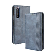 Custodia Portafoglio In Pelle Cover con Supporto BY4 per Sony Xperia 1 II Blu