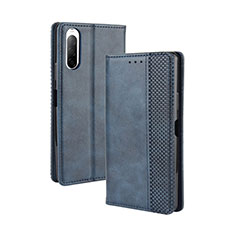 Custodia Portafoglio In Pelle Cover con Supporto BY4 per Sony Xperia 10 II Blu