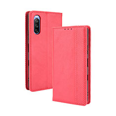 Custodia Portafoglio In Pelle Cover con Supporto BY4 per Sony Xperia 10 III SOG04 Rosso