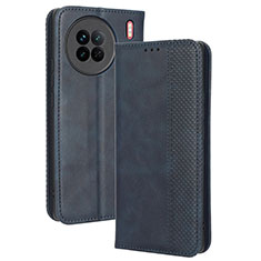Custodia Portafoglio In Pelle Cover con Supporto BY4 per Vivo X90 5G Blu