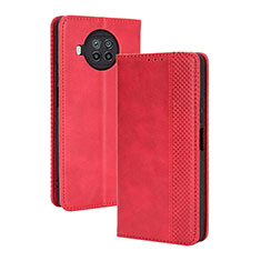 Custodia Portafoglio In Pelle Cover con Supporto BY4 per Xiaomi Mi 10i 5G Rosso
