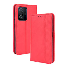 Custodia Portafoglio In Pelle Cover con Supporto BY4 per Xiaomi Mi 11T Pro 5G Rosso
