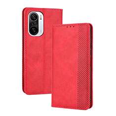 Custodia Portafoglio In Pelle Cover con Supporto BY4 per Xiaomi Mi 11X 5G Rosso