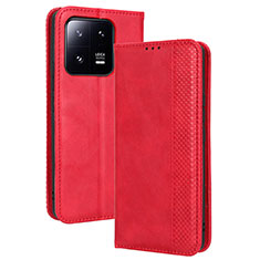 Custodia Portafoglio In Pelle Cover con Supporto BY4 per Xiaomi Mi 13 5G Rosso