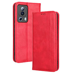 Custodia Portafoglio In Pelle Cover con Supporto BY4 per Xiaomi Mi 13 Lite 5G Rosso