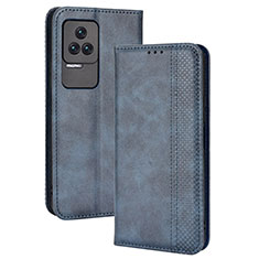 Custodia Portafoglio In Pelle Cover con Supporto BY4 per Xiaomi Poco F4 5G Blu
