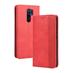Custodia Portafoglio In Pelle Cover con Supporto BY4 per Xiaomi Poco M2 Rosso