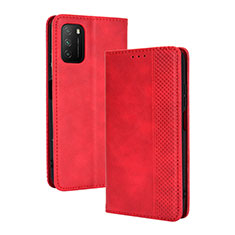 Custodia Portafoglio In Pelle Cover con Supporto BY4 per Xiaomi Poco M3 Rosso