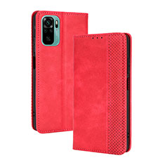 Custodia Portafoglio In Pelle Cover con Supporto BY4 per Xiaomi Poco M5S Rosso