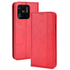 Custodia Portafoglio In Pelle Cover con Supporto BY4 per Xiaomi Redmi 10C 4G Rosso