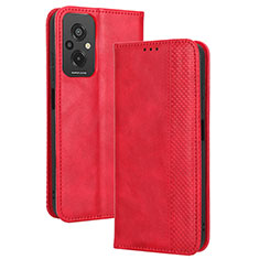 Custodia Portafoglio In Pelle Cover con Supporto BY4 per Xiaomi Redmi 11 Prime 4G Rosso
