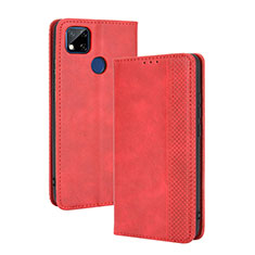 Custodia Portafoglio In Pelle Cover con Supporto BY4 per Xiaomi Redmi 9 India Rosso