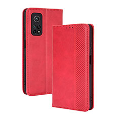 Custodia Portafoglio In Pelle Cover con Supporto BY4 per Xiaomi Redmi K30S 5G Rosso