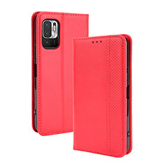 Custodia Portafoglio In Pelle Cover con Supporto BY4 per Xiaomi Redmi Note 10 JE 5G Rosso