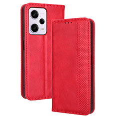 Custodia Portafoglio In Pelle Cover con Supporto BY4 per Xiaomi Redmi Note 12 Pro 5G Rosso