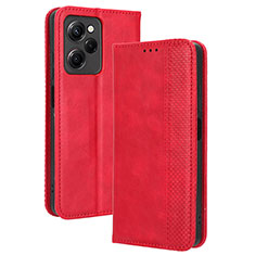 Custodia Portafoglio In Pelle Cover con Supporto BY4 per Xiaomi Redmi Note 12 Pro Speed 5G Rosso