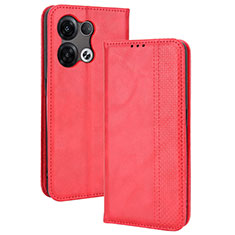 Custodia Portafoglio In Pelle Cover con Supporto BY4 per Xiaomi Redmi Note 13 5G Rosso