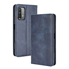 Custodia Portafoglio In Pelle Cover con Supporto BY4 per Xiaomi Redmi Note 9 4G Blu