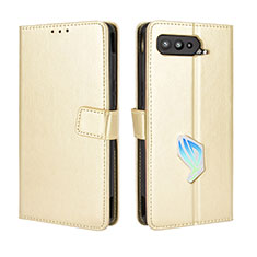 Custodia Portafoglio In Pelle Cover con Supporto BY5 per Asus ROG Phone 5 Ultimate Oro