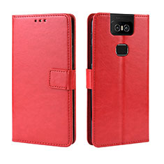 Custodia Portafoglio In Pelle Cover con Supporto BY5 per Asus Zenfone 6 ZS630KL Rosso