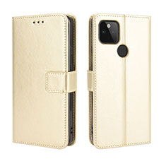 Custodia Portafoglio In Pelle Cover con Supporto BY5 per Google Pixel 4a 5G Oro