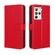 Custodia Portafoglio In Pelle Cover con Supporto BY5 per HTC U23 5G Rosso