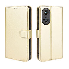 Custodia Portafoglio In Pelle Cover con Supporto BY5 per Huawei Honor 50 5G Oro