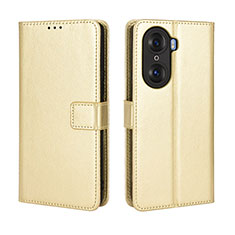 Custodia Portafoglio In Pelle Cover con Supporto BY5 per Huawei Honor 60 Pro 5G Oro